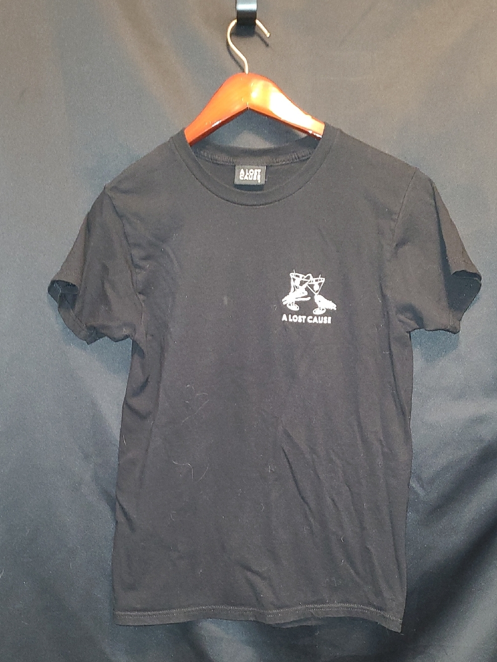 LOST CAUSE MARTINI Unisex Black Graphic Tee Martini And Skeletons "A Lost Cause"